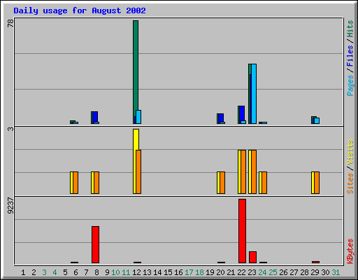 Daily usage for August 2002