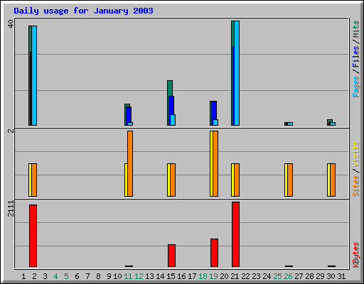 Daily usage for January 2003