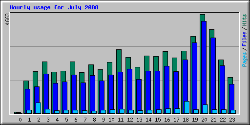 Hourly usage for July 2008